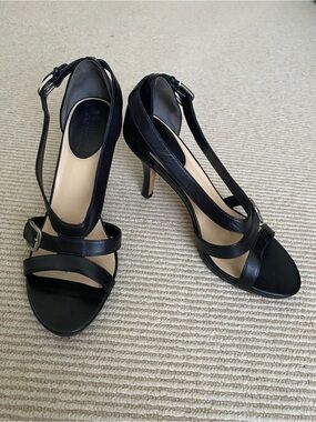 Cole Haan Black Strappy Heels Leather Nike Air Size 8